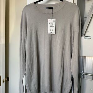 Zara Grey Men’s Crewneck Sweater NWT XL